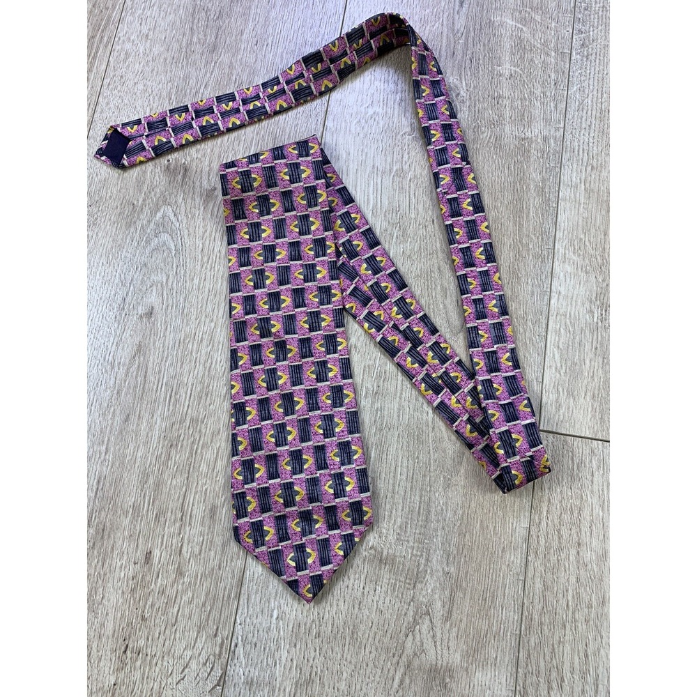 Cocktail Collection Pink Geometric Silk Tie Designer Made‎ In USA